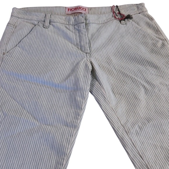 Fiorucci Capri Pants Women's 26 US Sz 2 Made in Italy Blue White Pinstripe NWT - Picture 2 of 8